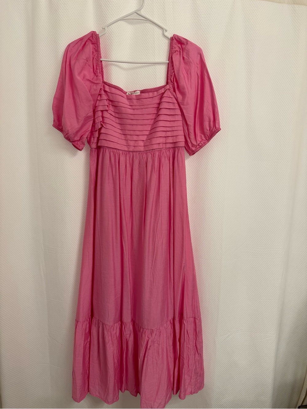 Pink Puff-Sleeve long Dress